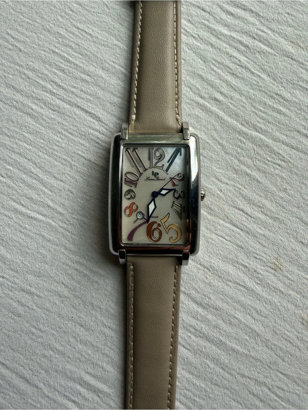 Rare Lucien Piccard “Crazy Face” Tank Swiss Quartz Watch